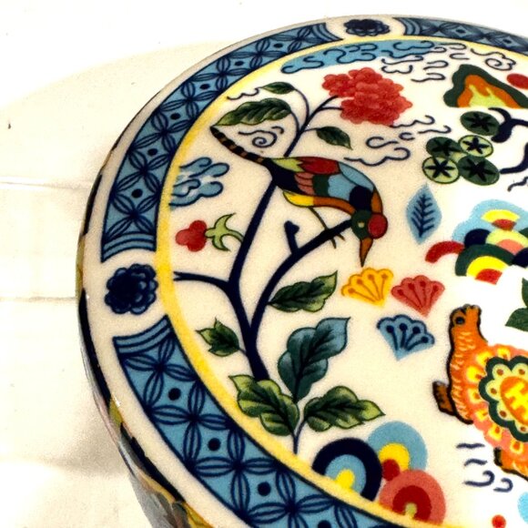 Super Bone Hankook Blue Animal Print Porcelain Trinket Box Jewerly Ceramic Bowl - Picture 5 of 12